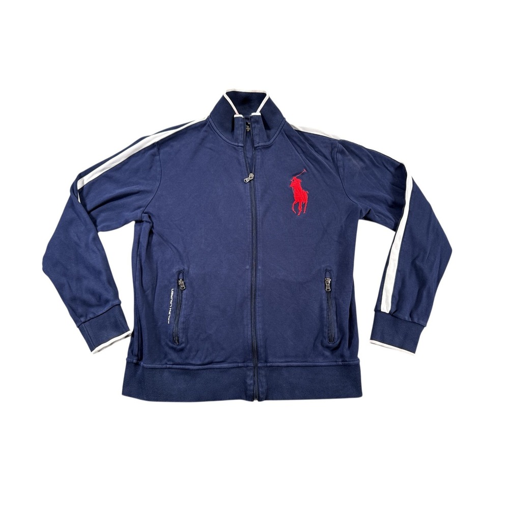 Polo Ralph Lauren Big Pony Men's Track Jacket XL Blue Faded‎ Long Sleeve Logo